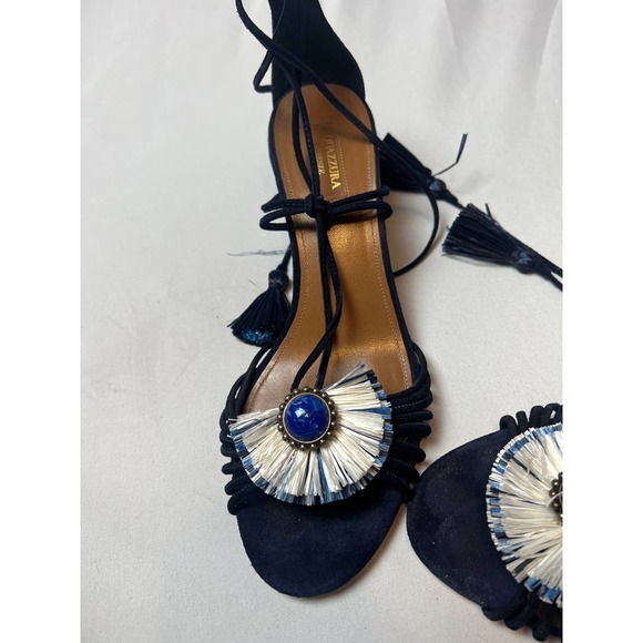Aquazzura Blue ‘Samba’ Suede Block-Heel Sandals Sz. 40 (US 10) - Picture 7 of 8